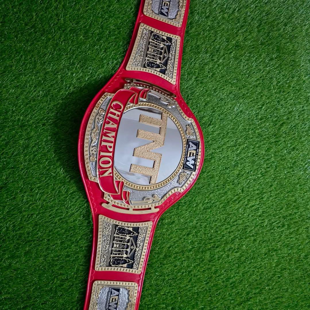 AEW Championship TNT Wrestling Red Replica Title Brass and Zinc Belt