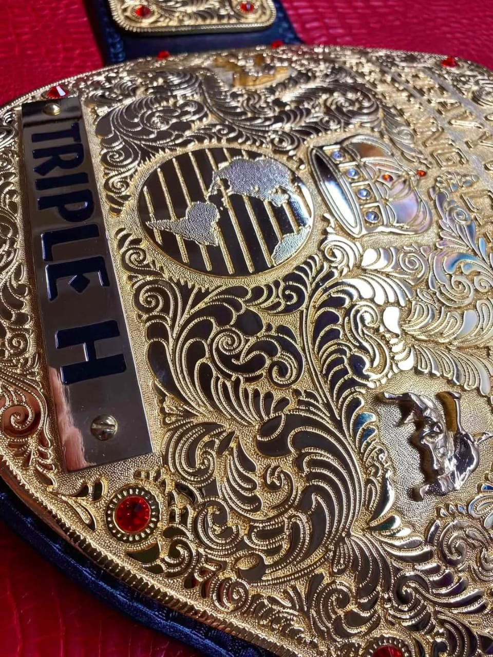 WWE World Heavyweight Championship Belt – CNC Made Replica with Custom “TRIPLE H” Nameplate by QA Belts