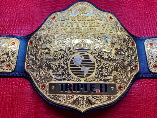 WWE World Heavyweight Championship Belt – CNC Made Replica with Custom “TRIPLE H” Nameplate by QA Belts