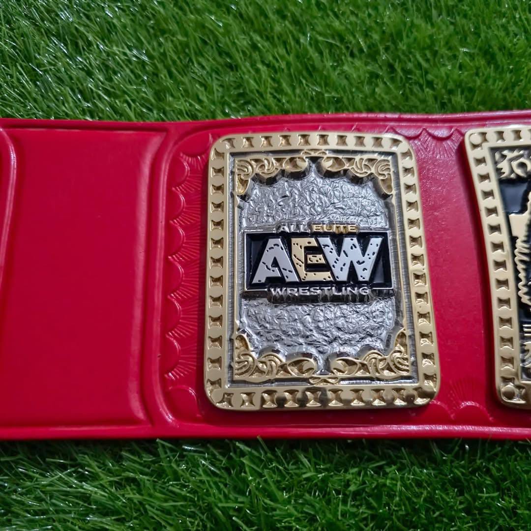 AEW Championship TNT Wrestling Red Replica Title Brass and Zinc Belt