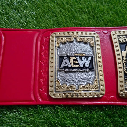 AEW Championship TNT Wrestling Red Replica Title Brass and Zinc Belt
