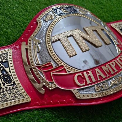 AEW Championship TNT Wrestling Red Replica Title Brass and Zinc Belt