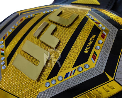 UFC Legacy Championship Belt Replica, Dual Layer Gold Plated Adult Size Title, MMA Fighting Fan Collectible Gift for Champions