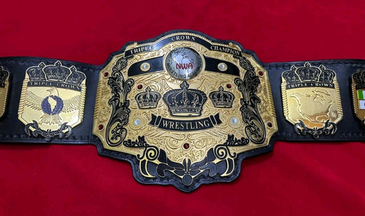 NWA Tripe Crown Wrestling Championship Belt IN 4MM Zinc 24KT Gold plated